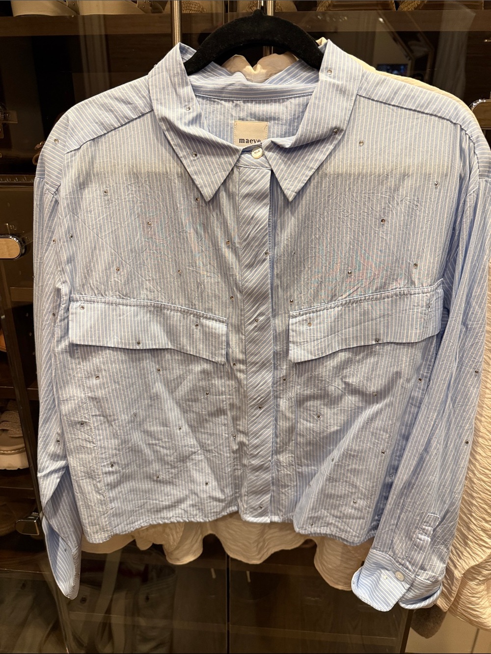 Maeve Pale Blue Pinstripe Button-Front Shirt